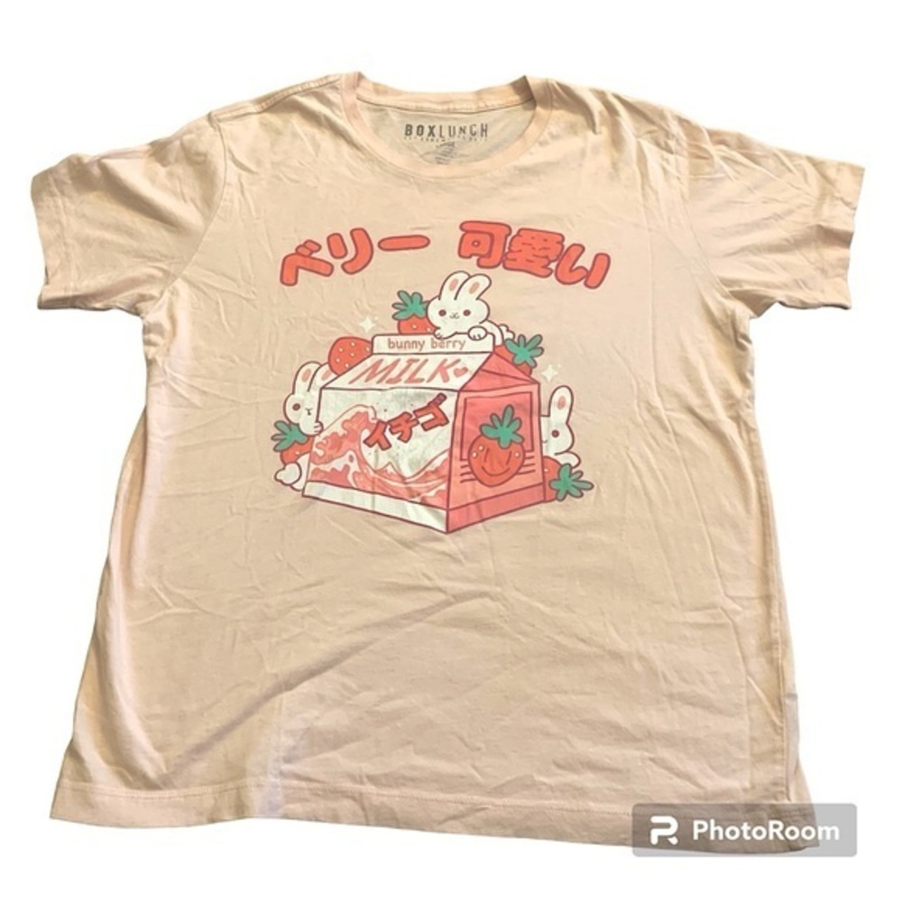 ❗️SALE❗️ Strawberry Milk Bunny Kanji Women’s T-Shirt Large - BoxLunch Ex…